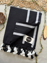 Indupriyaa Black Pure Handloom Mulmul Cotton Saree